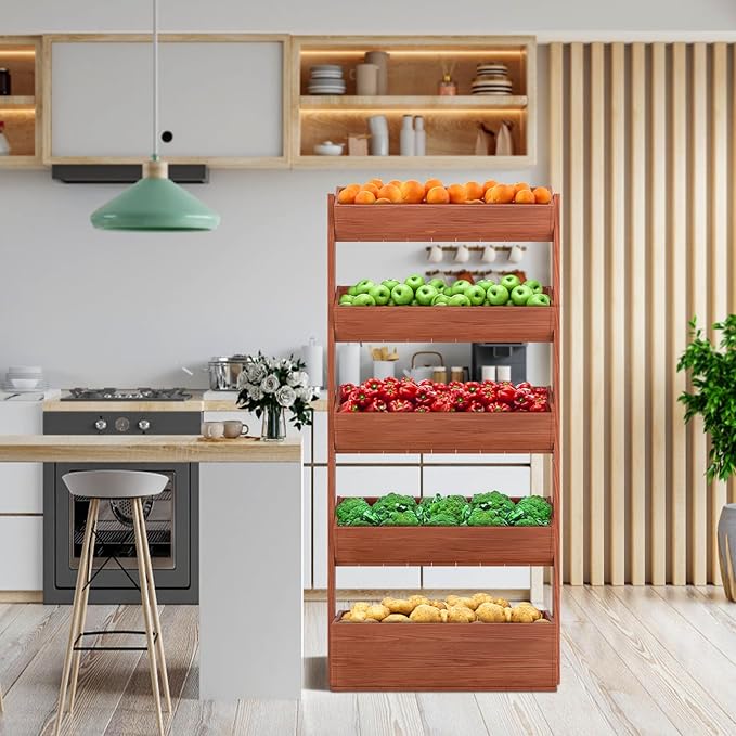 DoCred Vertical Wooden Raised Garden Bed, 5 Tier Garden Planters Freestanding Wood Plant Stand Flower Rack Wooden Planter Box for Plants Herbs Flowers Vegetables Outdoor Indoor Gardening