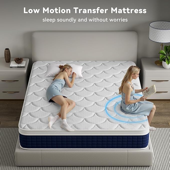 12 Inch Queen Hybrid Mattress in a Box, Gel Memory Foam & Pocket Springs for Pressure Relief, Motion Isolation, Medium Firm Feel, CertiPUR-US Certified