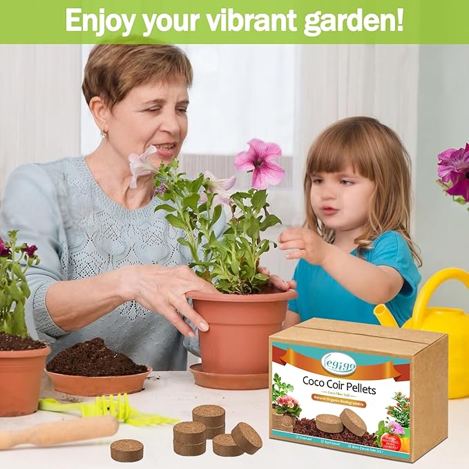 Legigo 100 Pcs 50mm Organic Coco Coir Pellets for Plants - Compressed Coconut Coir Potting Soil, Coco Fiber Pellets for Planting, Garden, Bonsai, Herbs, Flower & Vegetables
