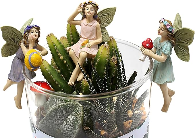 Garden Miniatures Fairies Mini Garden Figurine Set Fairies Statues Without a Stick for Outdoor Garden Yard Lawn Home Decor Lovely Resin Fairy Angel Accessories (5 Pieces)