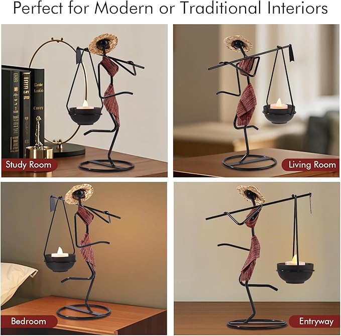 Notart Art Gallery | Creative African Tribal Lady Candle Holders, Tribal Lady Candle Holder Centerpieces, Iron Candlestick Holders for Home, Bar,Dining Table Decor, Personalizable Style Shelf Décor