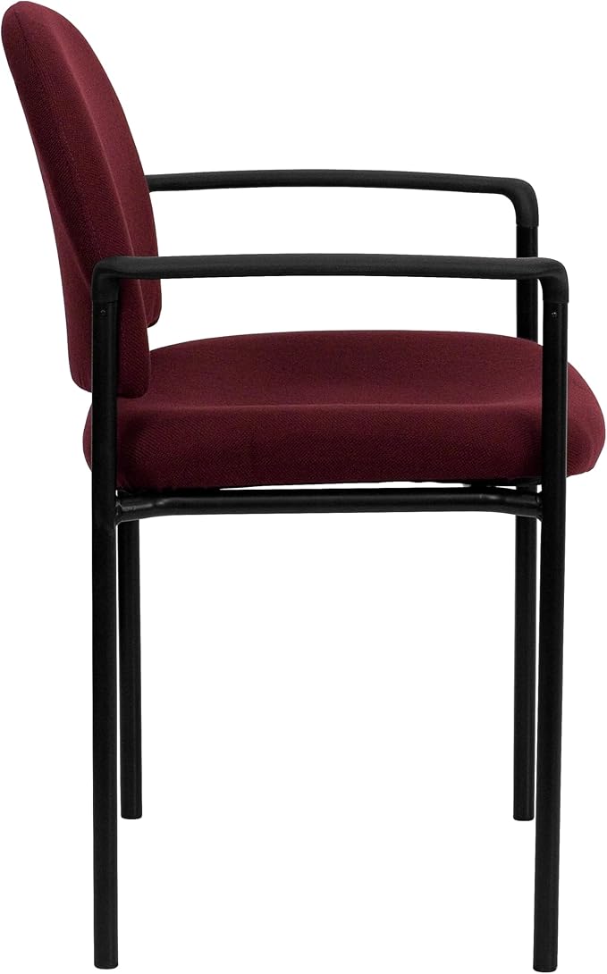 Flash Furniture Tiffany Comfort Burgundy Fabric Stackable Steel Side Reception Chair with Arms