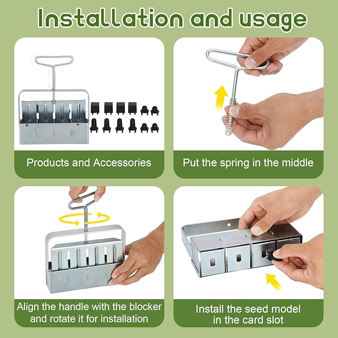 Soil Block Maker 6-Piece Set, Includes 2-Inch 4-Cell And 3/4-Inch 20-Cell Soil Block Makers, 3 Types Of Seed Pins, Growth Tweezers, Handheld Tools For Seed Starting In Greenhouse, Garden, And Farm Use