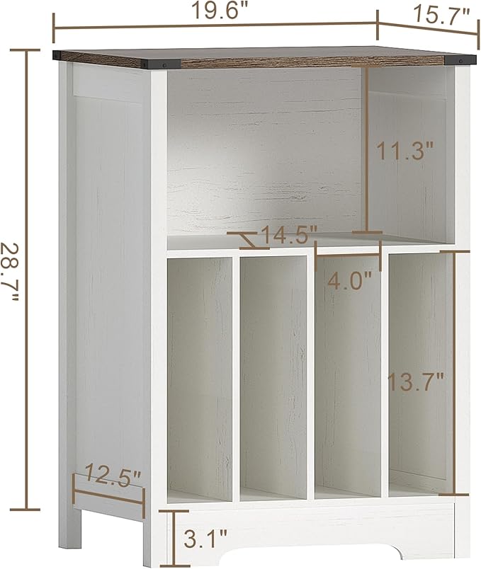 ChooChoo Record Player Stand, Vinyl Record Storage Cabinet, Turntable Stand Holds up to 160 Albums, Record Player Table Display Shelf for Living Room, Bedroom, Office, Rustic White