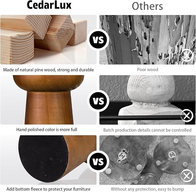 Pillar Candle Holders Set of 3， Wooden Candle Holders， Decorative Wood Candlestick Holders for Living Room, Table Centerpiece for Wedding, Christmas, Party, Home - 6", 8", 10"