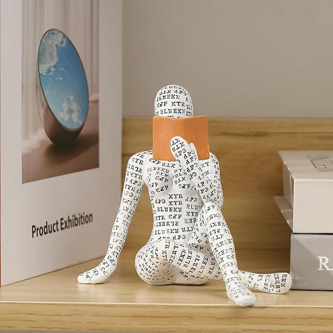 GRAPMKTG Home Decor Pulp Reading Women Thinker Statue Aesthetic Sculpture Room Decor Modern Abstract Decoration on Shelf Table Desk for Living Room Office Bedroom K