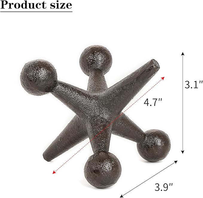 Sungmor Cast Iron Decorative Jack Statue, Home Office Accent Figurine, Antique Brown Jack Sculpture for Bookcase or Table Decoration, Creative Bookends, Paperweight, Door Stop
