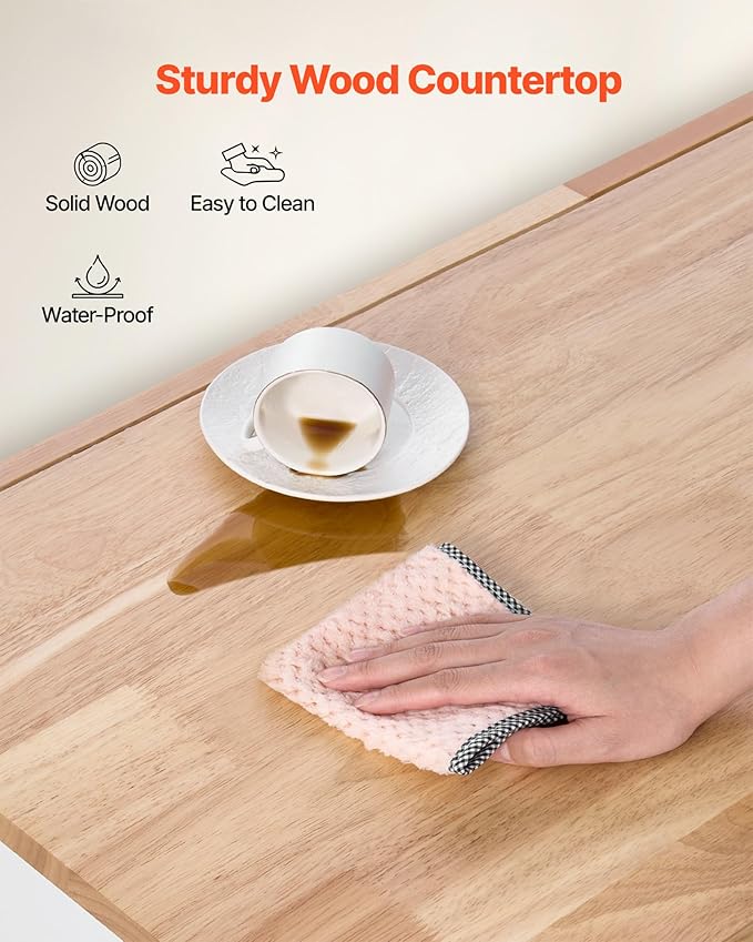 VEVOR Kitchen Island Cart, with Solid Wood Top and Storage Cabinet, Mobile Rolling Table with Drop Leaf, Drawers, Spice Towel Rack, Portable Islands on Swivel Wheels for Dining Room, 52in Width, White