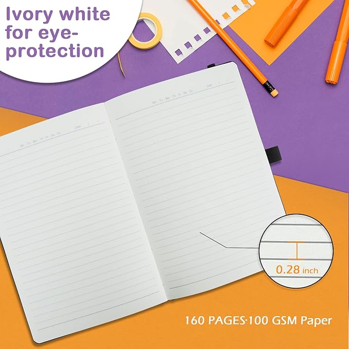 Lined Journal Notebooks for Work, Travel, College, A5 Size 100 GSM Thick Paper, Classic Ruled Journaling Notebook, Hardcover Notepad for Writing 160 Pages, 5.5 x 8.3 inch, Royal Blue