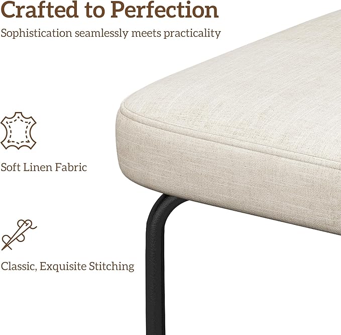 Counter Height Bar Stools Set of 3, 26" White Fabric Kitchen Counter Stools with Backs, Metal Legs, Footrest and Wide Seat, Bar Chairs for Kitchen Island