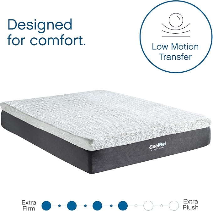 Cool Gel 12 Inch Twin XL Mattress Memory Foam Medium Firm, Gel Memory Foam Mattress Twin XL Cooling, Made in the USA, 12" Depth with Pressure Relief, CertiPUR-US Certified Fiberglass Free, Bed