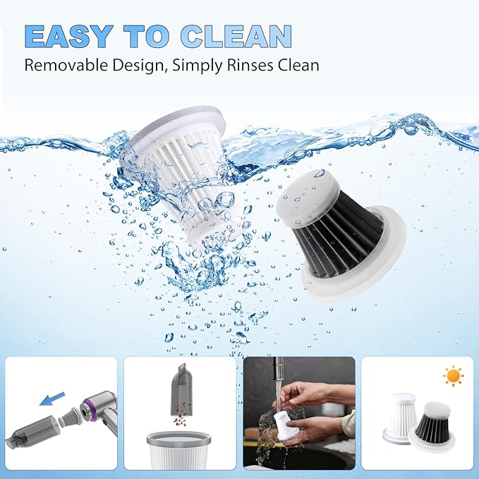 Mini Car Vacuum Cleaner, 4 in 1 Cordless Vacuum Cleaner, 22000PA High Power Portable Car Vacuum with Brushless Motor, for Home, Office, Camping (Silver Purple)