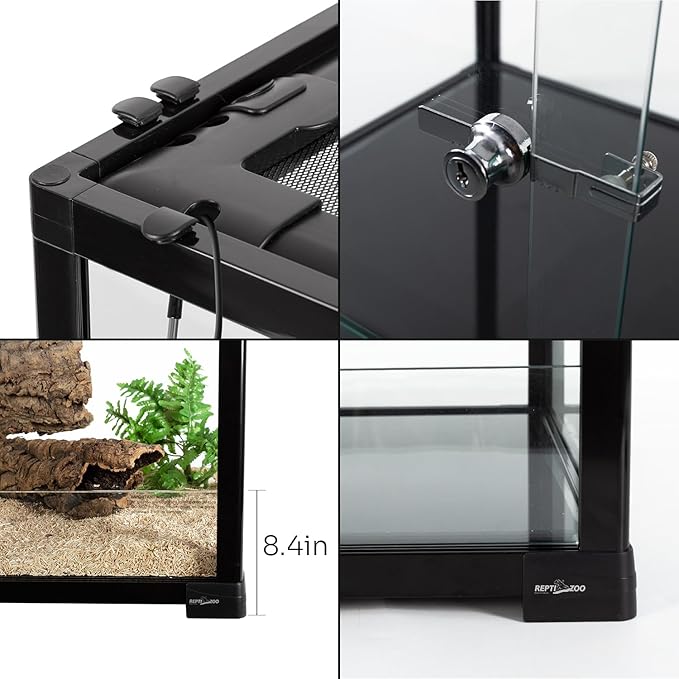 REPTIZOO 135 Gallon Glass Reptile Terrarium Tank, 36" x 18" x 48" Wide & Tall Reptile Terrarium, Chameleon Cage with Sliding Front Door Top Screen Ventilation, Easy Assembly