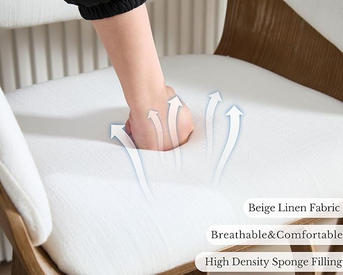 HNY 26 Inch Swivel Bar Stools with Back Set of 2, Beige Linen Upholstered Counter Height Barstools with Solid Bentwood Frame, Round Footrest, Modern Barrel Counter Stools for Kitchen Island, Home Bar