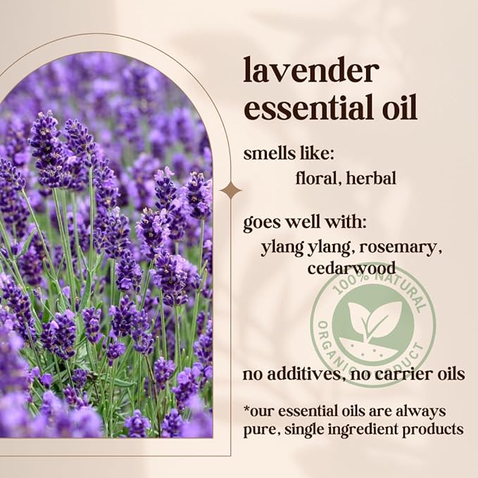 French Lavender Essential Oil - 100% Pure & Natural, Organic, Undiluted for Aromatherapy, Skin, Hair and Diffusers (0.33oz - 10ml)