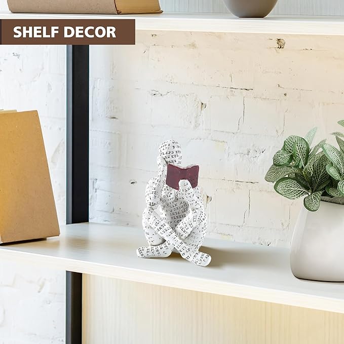 GRAPMKTG Home Decor Pulp Reading Women Thinker Statue Aesthetic Sculpture Room Decor Modern Abstract Decoration on Shelf Table Desk for Living Room Office Bedroom H