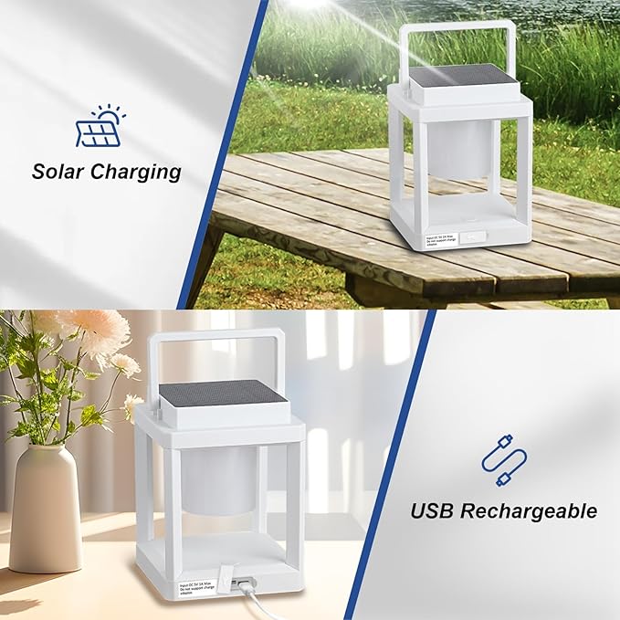 Solar Lantern Outdoor Table Lamp: Portable Waterproof LED Light - Hanging Solar Lamp Rechargeable Lights for Patio Camping