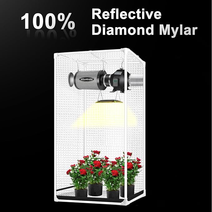 MELONFARM 2x2 Grow Tent, 24"x24"x55" Double Transparent Viewing Door Indoor Grow Tent, Growing Tent with High Reflective Mylar & Floor Tray, Plant Tent for Indoor Hydroponics Growing