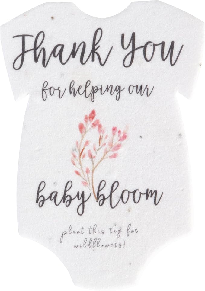 Plantable Onesie Seed Paper – 15 Pink Baby Shower Favors for Guests with Wildflower Seeds, Baby Shower Gifts for Guest
