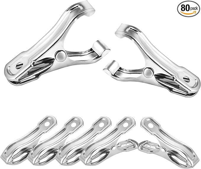 80 Pcs 2inches Gardening Clips for Netting, Metal Clamps Made of Stainless Steel, Have a Strong Grip of Greenhouse Clips Keep the Plant Cover on Garden Hoops