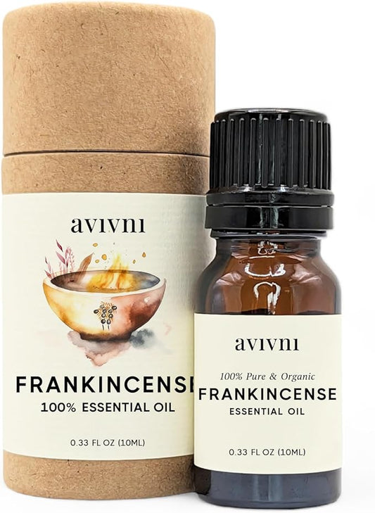 Frankincense Essential Oil - 100% Pure & Natural, Organic, Undiluted for Aromatherapy, Hair, Muscle, Diffuser (0.33oz - 10ml)