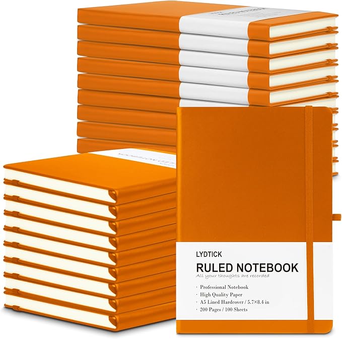 20 Pack Journals for Writing College Ruled Notebooks Journal in Bulk, Hardcover Notebooks (200Pages) for Note Talking, Lined Bullet Journals for Home School Office, 5.7"x8.4", Orange