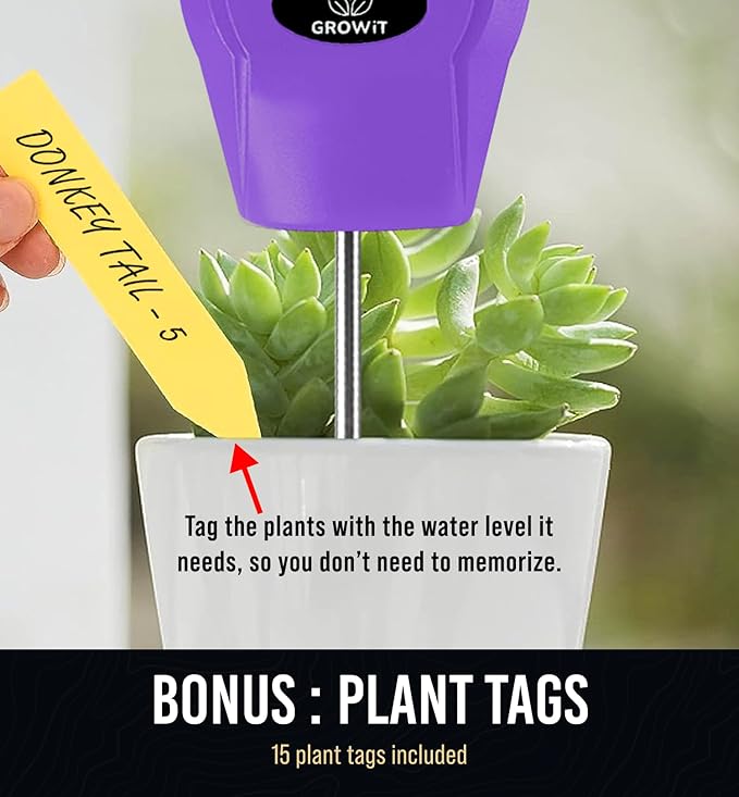GROWIT Soil Water Monitor for Plants - Soil Moisture Meter | Hydrometer for Plants | Plant Moisture Meter Houseplants | Water Tester for Plants | Farming Indoor and Outdoor Plants-Purple