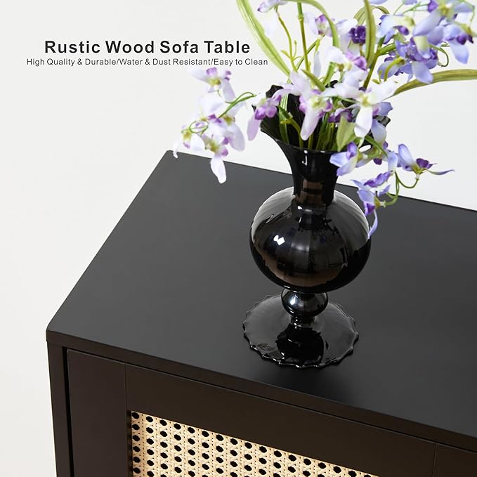 Netstar Entryway Table, Sofa Table, Console Tables for Entryway, Behind Couch Sofa Narrow Long, Foyer Tables w/Storage Drawers for Entry Way Hallway Living Room, Wood Boho Farmhouse, Black