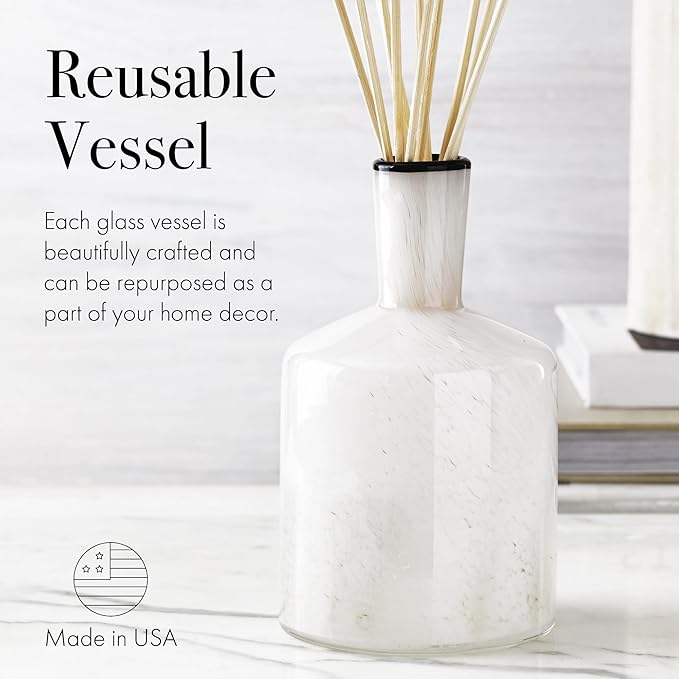 LAFCO New York Classic Reed Diffuser, Champagne - 6 oz - Up to 3 Months Fragrance Life - Reusable, Hand Blown Glass Vessel - Natural Wood Reeds - Made in The USA