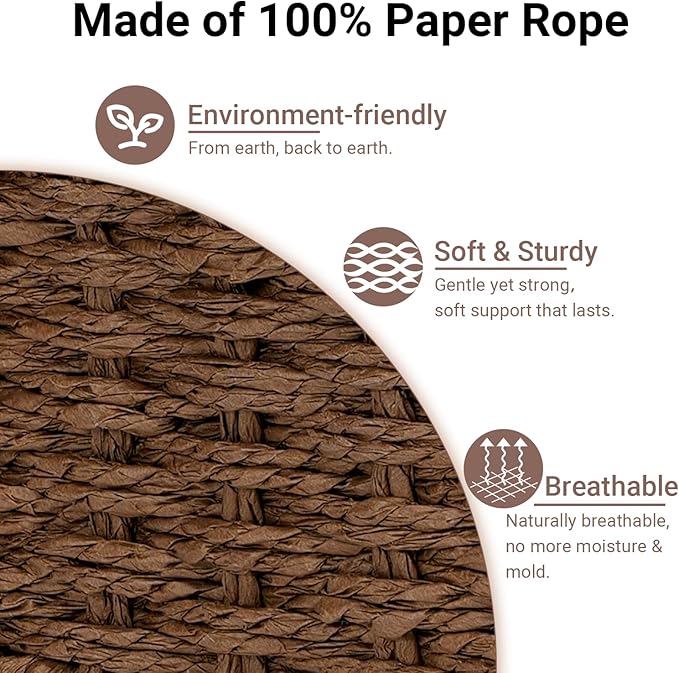 Wicker Baskets for Organizing,Pantry, Kitchen Counter with Handles, Handwoven Woven Storage Baskets for Fruit, Bread, Vegetable, Paper Storage Bins for Shelves, 3 Pack, Brown 2 Set