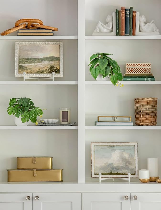 Fake Plants Set of 2 Artificial Plants Faux Pothos with White Ceramic Pots Fake Potted Plants Artificial Decor for Home Bathroom Shelf Desk Indoor