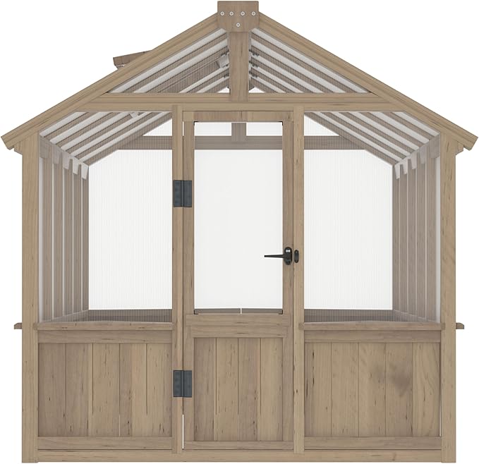 BlueWish 6x10FT Greenhouse, Greenhouses for Outside with Cedar Frame, Wood Greenhouse with Adjustable Vent, 6MM Polycarbonate Panel, Green House for Outside, Garden, Backyard
