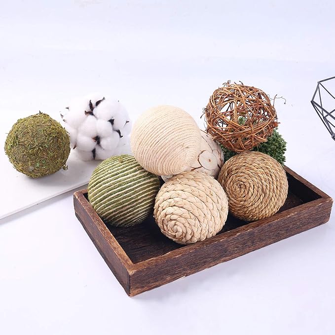9pcs 3.5Inch Fall Decorative Ball Orb Rattan Ball Rattan Woven Orbs Spherical Bowl and Vase Filler for Home Party Wedding Display Decor Props …