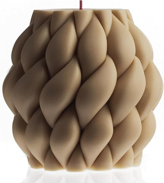 LAWA Knot Ball Candle - Large Beautiful Handmade Pillar Scented Soy Wax Elegant Bubble Aesthetic Candle Housewarming Gift Home Room Shelf Decor Idea Sandstone