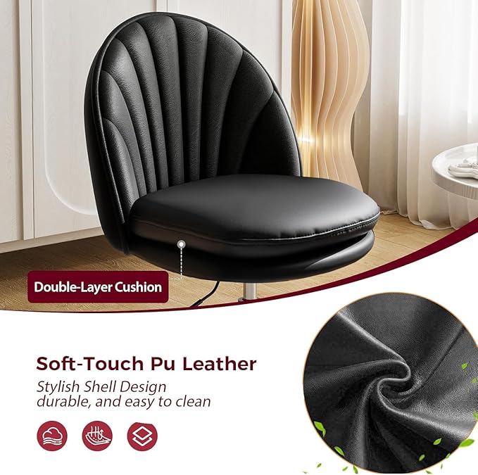 COMHOMA Vanity Chair with PU Leather, Small Tall Armless Chair with Back, Cute Candy Chair for Girls Gift Living Room/Makeup Room/Bedroom/Kitchen (Height Use: Adjustable from Desk to Bar Height)