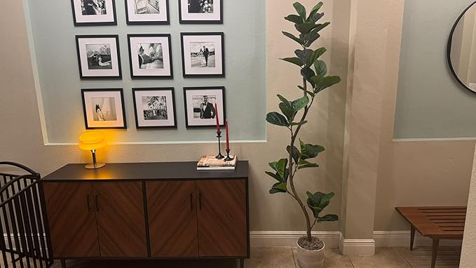 GarveeHome Artificial Fiddle Leaf Fig Tree - 6FT Fake Plant with Black Nursery Planter, Large Fake Tree for Home or Office Decor - Artificial Plants Indoor Outdoor,Housewarming Gift