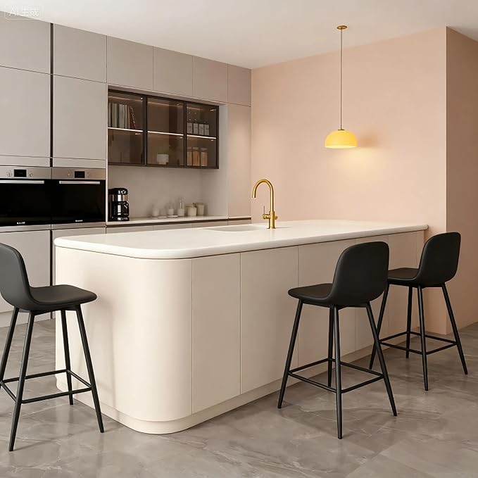 Black Bar Stools Set of 2,Faux Leather Counter Height Bar Stools,24.6" Bar Chairs with Back Metal Footrest,Modern Counter Stool with Back and Footrest for Kitchen Island Restaurants Pubs