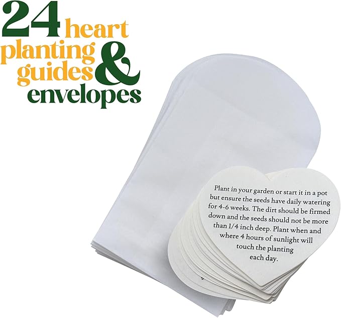 24 Sets of Heart Planting Guide with Glassine Envelopes – Perfect for Seed Paper Products, Wedding Favors, and Gift Sets