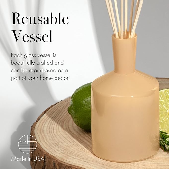 LAFCO New York Classic Reed Diffuser, Paloma Melon - 6 oz - Up to 3 Months Fragrance Life - Reusable Glass Vessel - Natural Wood Reeds - Made in The USA