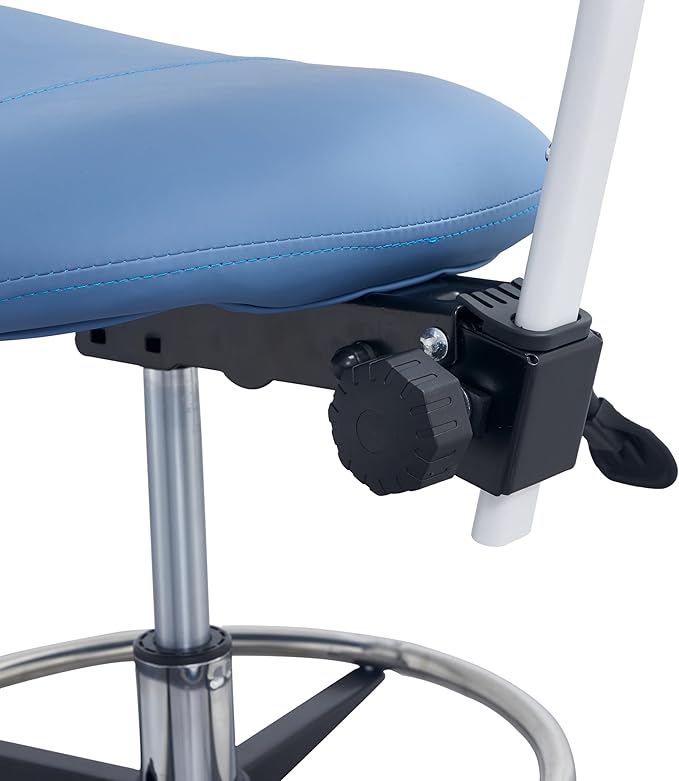Saddle Stool Chair with Backrest and Foot Ring, Ergonomic Rolling Esthetician Seat for Salon, Tattoo Shop, Spa, Facial lash Home, Dentist Clinic, Esthetician Chair, Blue
