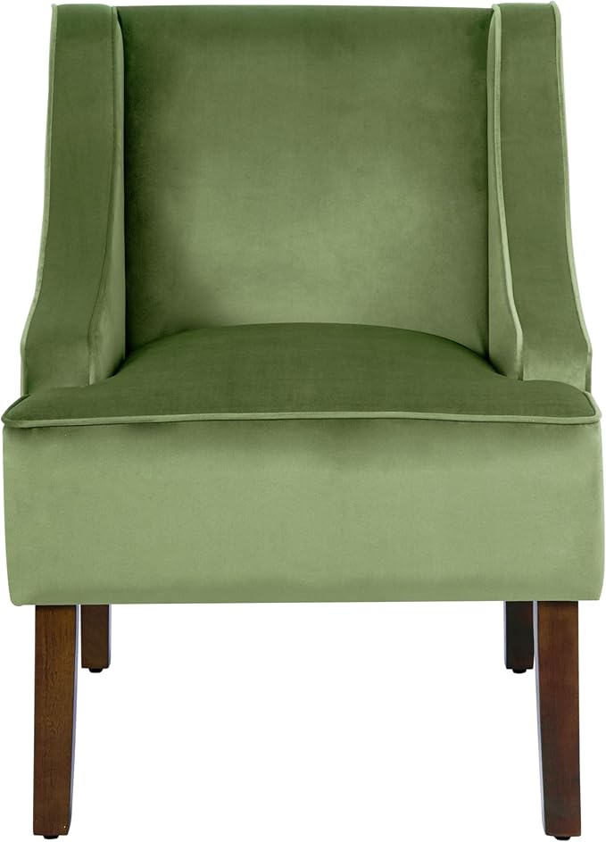 HomePop Velvet Swoop Arm Living-Room-Chairs, Green Velvet