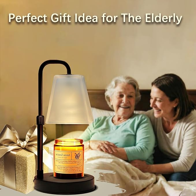 Candle Warmer Lamp with Timer Electric Wax Warmer for Scented Wax Melt Warmer Melter for Jar Candles Dimmable Adjustable Height Gifts for Women Mom House Warming Frossted Glass Black