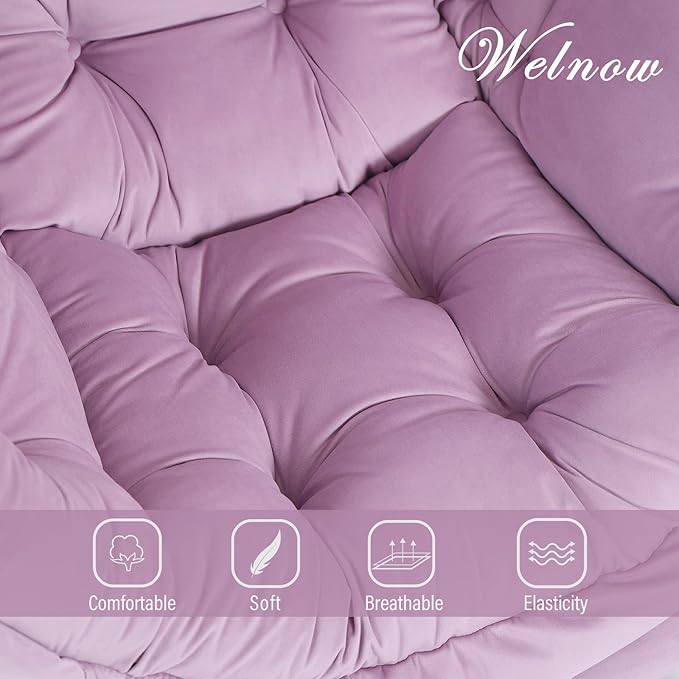 Welnow Lazy Chair with Ottoman, Modern Lounge Accent Chair with Armrests and a Side Pocket, Leisure Upholstered Sofa Armchair Set, Reading Armchair with Footrest for Small Space, Light Purple