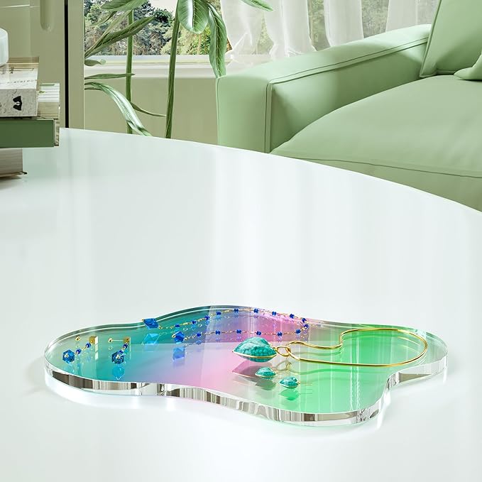 Acrylic Coaster Decorative Plates, Irregular Bar Drink Coaster, Clear Cloud Shape Coffee Cup Coaster, Perfect for Tabletop Protection and Accessories Display.(Iridescent)