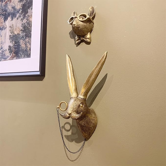 GUASDIE Animal Wall Decor: Faux Deer Head Mount, Resin Animal Head Wall Hanging for Living Room, Bedroom, Bathroom, Kitchen, Unique Art, Sculptures Home Decor, Gift, Rat