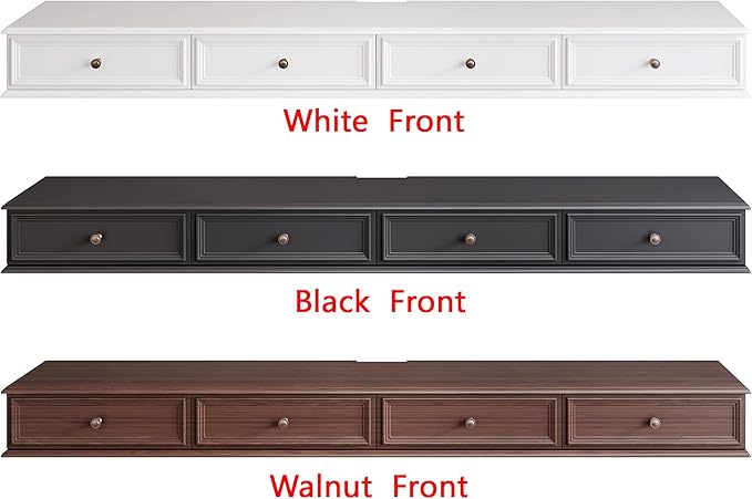 86-inch Wall-Mounted TV Stand, Accommodates 50- to 75-inch TVs, Features Hidden Cable Management, high Weight Capacity, and Space-Saving Black Floating TV Stand