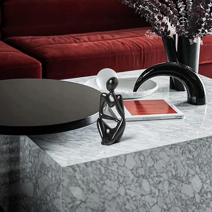 BrownLove 3pcs Decor Blcak Thinker Statue Abstract Art Sculpture，Resin Collectible Figurines for Home Living Room Office Shelf Decoration