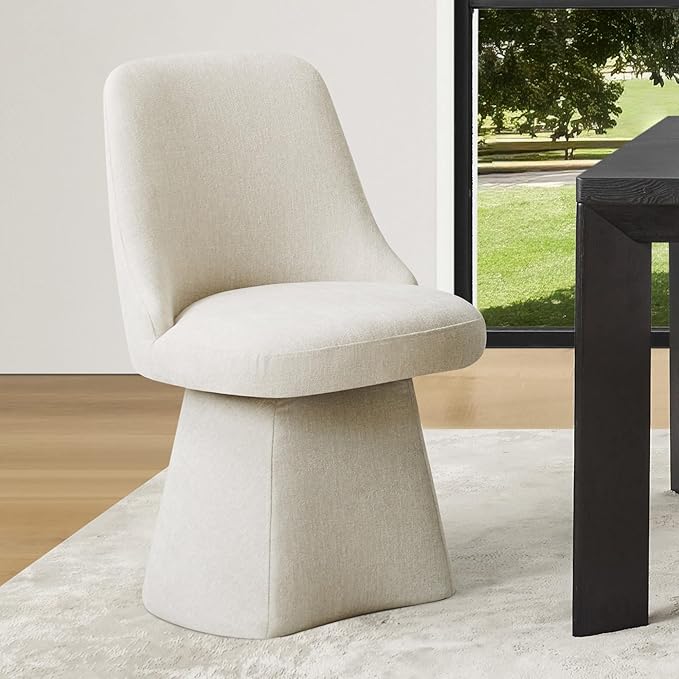 Swivel Dining Chair Mid Century Modern DeskChair High Back Upholstered Linen Fabric SideChair for Kitchen Diningroom Bedroom,Linen,1 Box