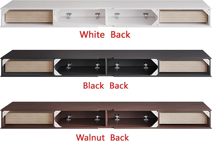 86-inch Wall-Mounted TV Stand, Accommodates 50- to 75-inch TVs, Features Hidden Cable Management, high Weight Capacity, Space-Saving White Floating TV Stand