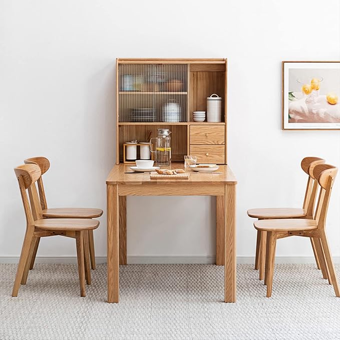 100% Solid Oak Wood Dining Chairs Set of 2 - Mid Century Modern Dining Chairs for Dining Room, Kitchen, and Living Room (Natural)